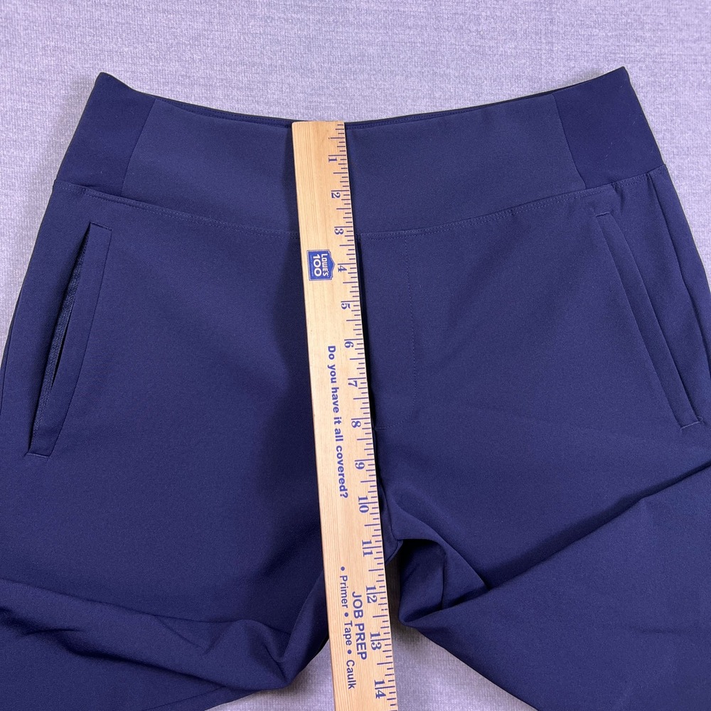 Athleta Brooklyn Ankle Straight Leg High Rise Pant Women 6 Navy Blue Polyester - Picture 10 of 12